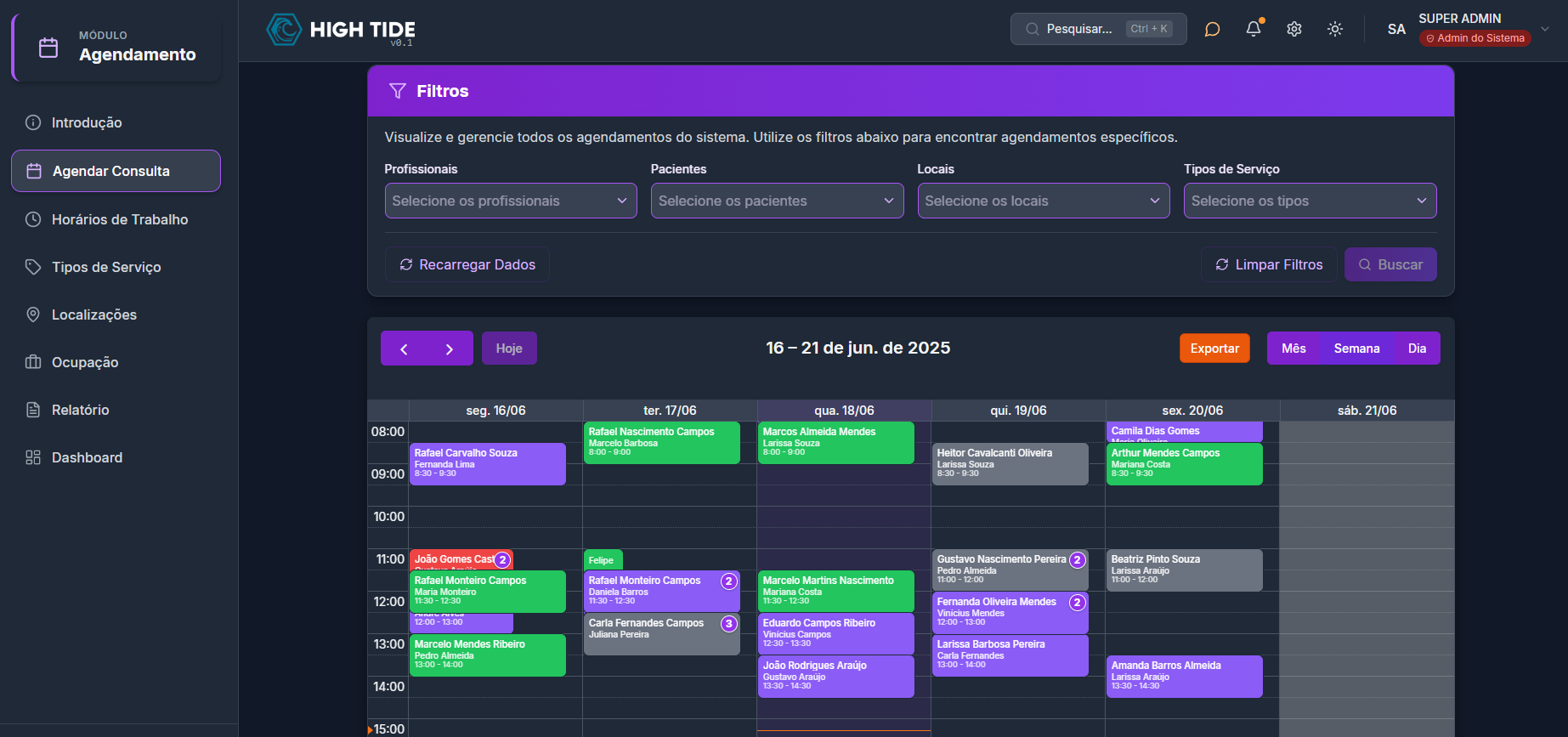 Interface do módulo de agendamento - Agendamento de consultas