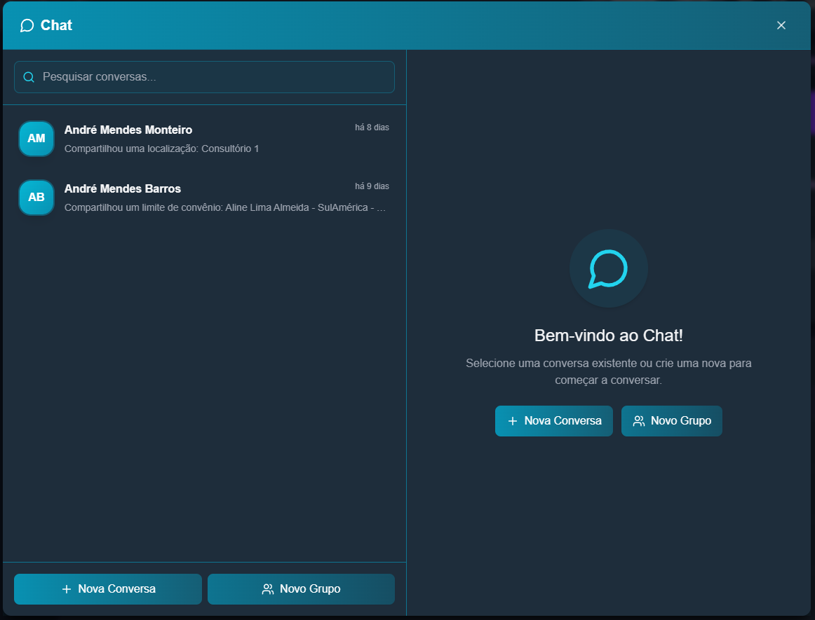 Interface do módulo de chat - Chat principal